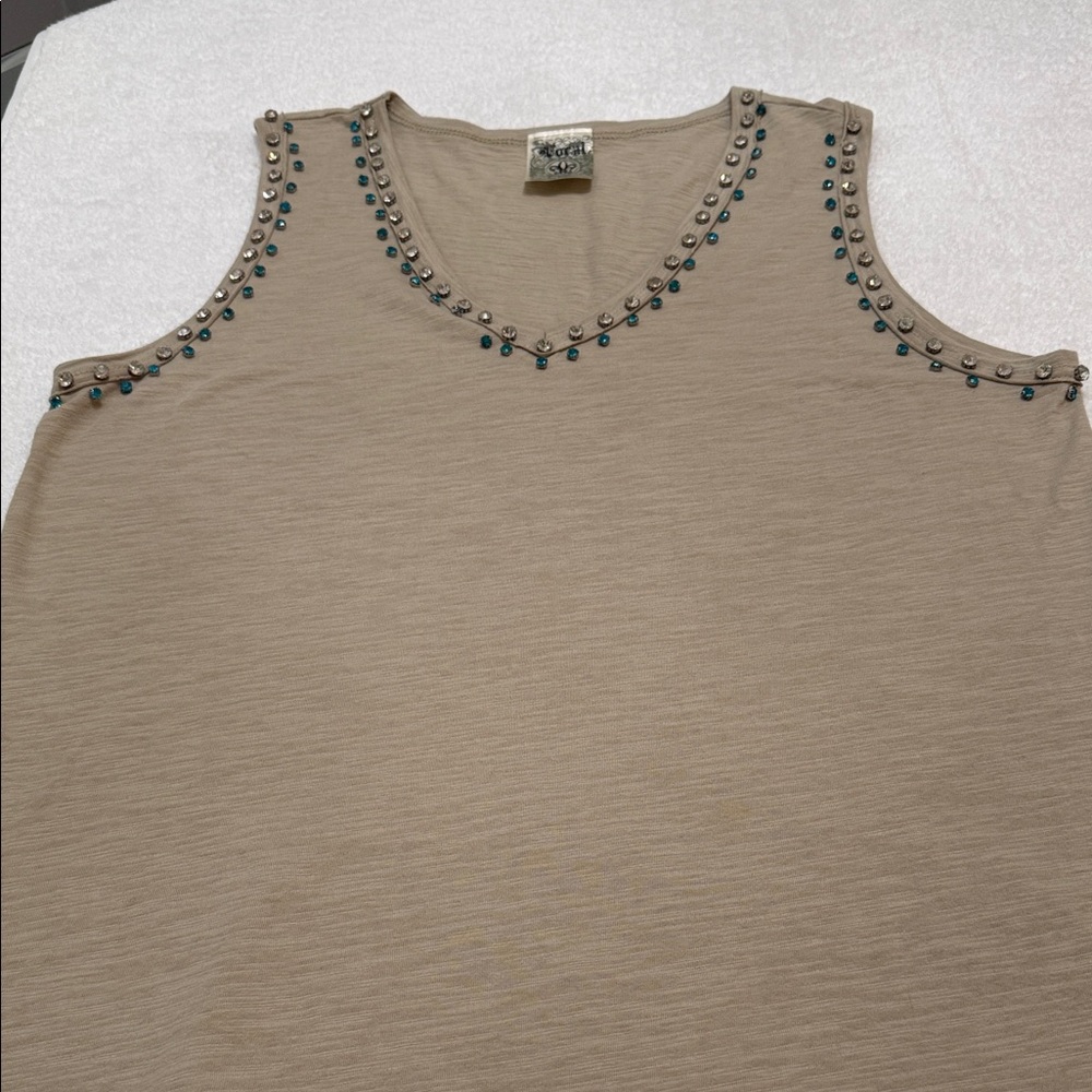 NWOT Vocal Neutral Studded RockerGirl Summer Layering Women's Cotton Tank Top XL